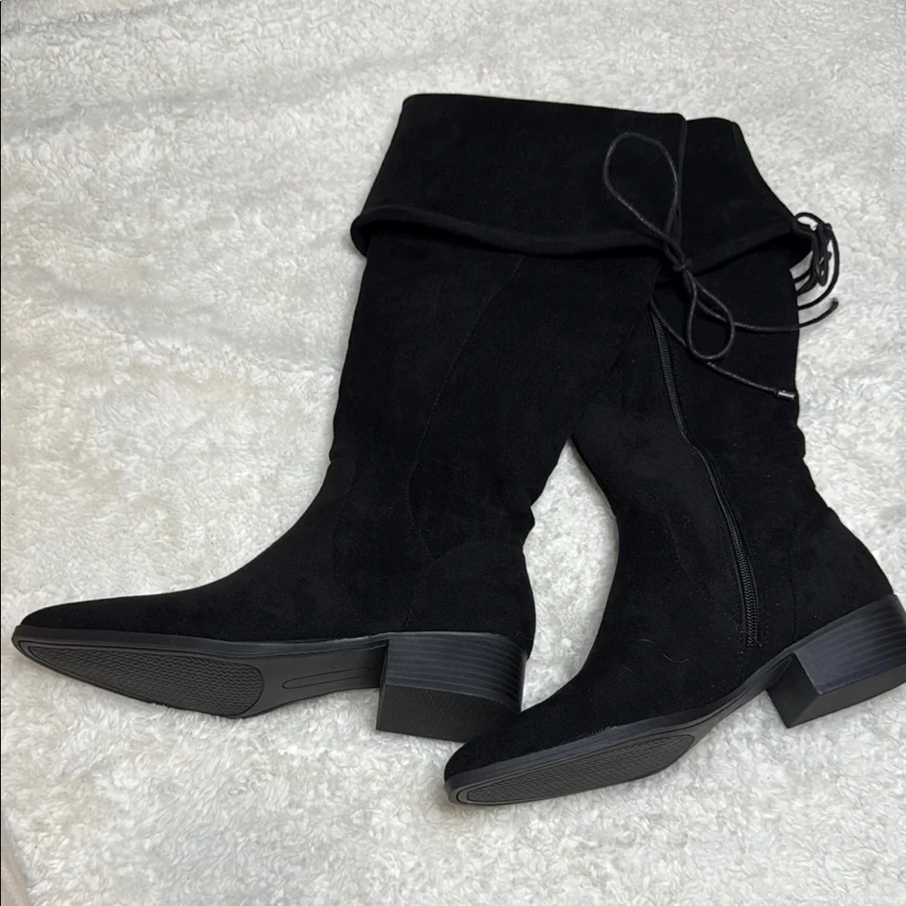 CROWN & IVY SIZE 8M Black Over-the-Knee Women's Boots NWOT
